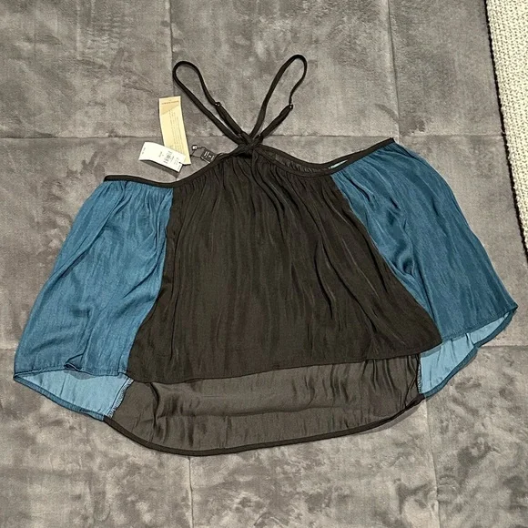 NWT Banana Republic Factory colorblock swing tank black teal petite small PS - Picture 6 of 6